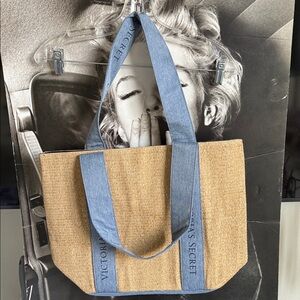 Victoria's Secret Beige and Denim Tote
